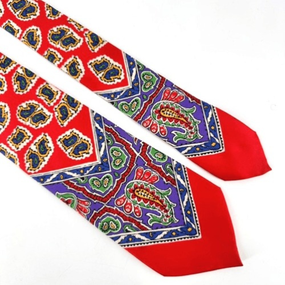 Ralph‎ Lauren Purple Label Tie Mens Red Paisley Silk Made in Italy Luxury Dandy - Picture 2 of 11